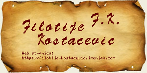 Filotije Kostačević vizit kartica